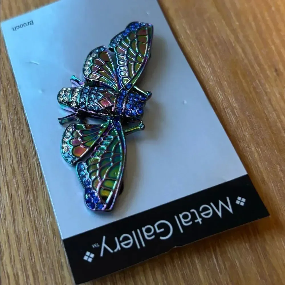 NEW! Multi Colored Gemstone Brooch by Metal Gallery NWT